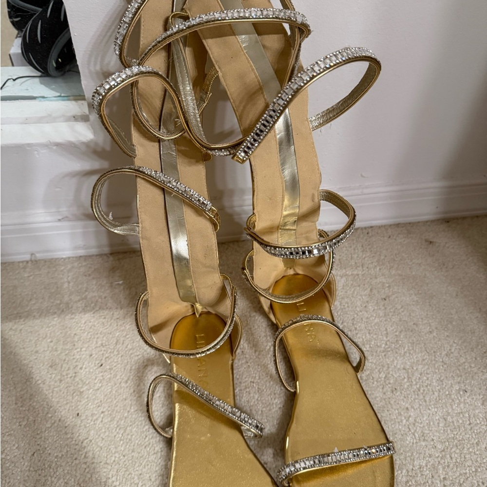 Gold Gladiator Stiletto Heels
